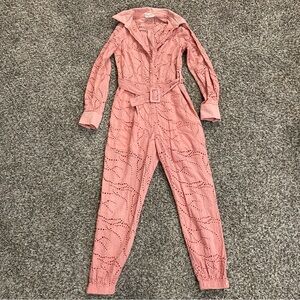 L’atiste by Amy Jumpsuit Women’s S Pink   Embroidered Eyelets Short Liner Boho